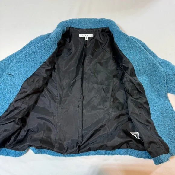 CAbi Wool Blend Turquoise Blue Button Up Jacket Blazer Lined Womens 4 - Picture 2 of 12